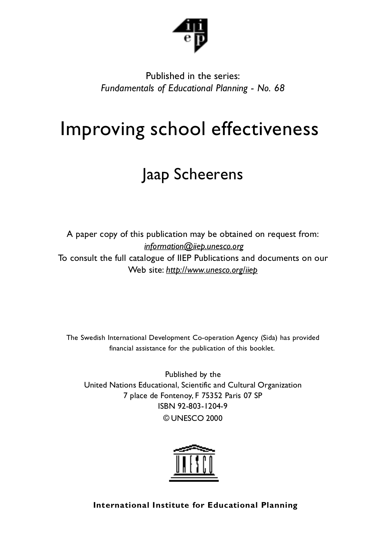 Copertina di Improving school effectiveness